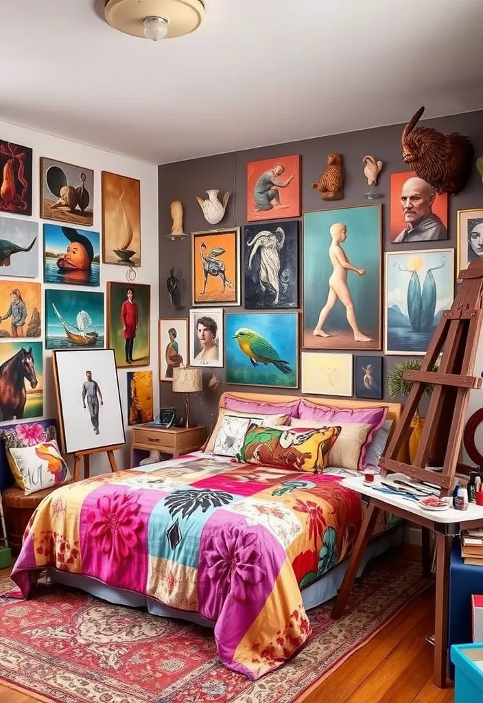 22 Eclectic Bedroom Ideas for Your Home Décor Style That Will Blow Your Mind! - 17. Artistic Eclecticism