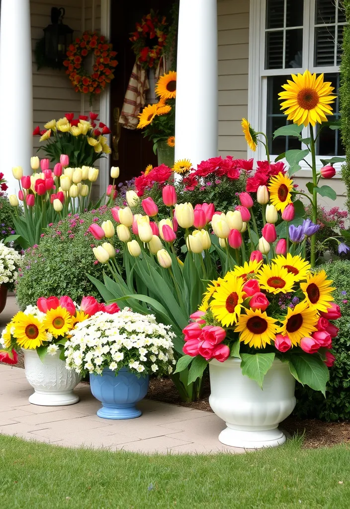 22 Front Yard Landscaping Ideas That'll Make Your Neighbors Green with Envy! - 15. Seasonal Flower Displays