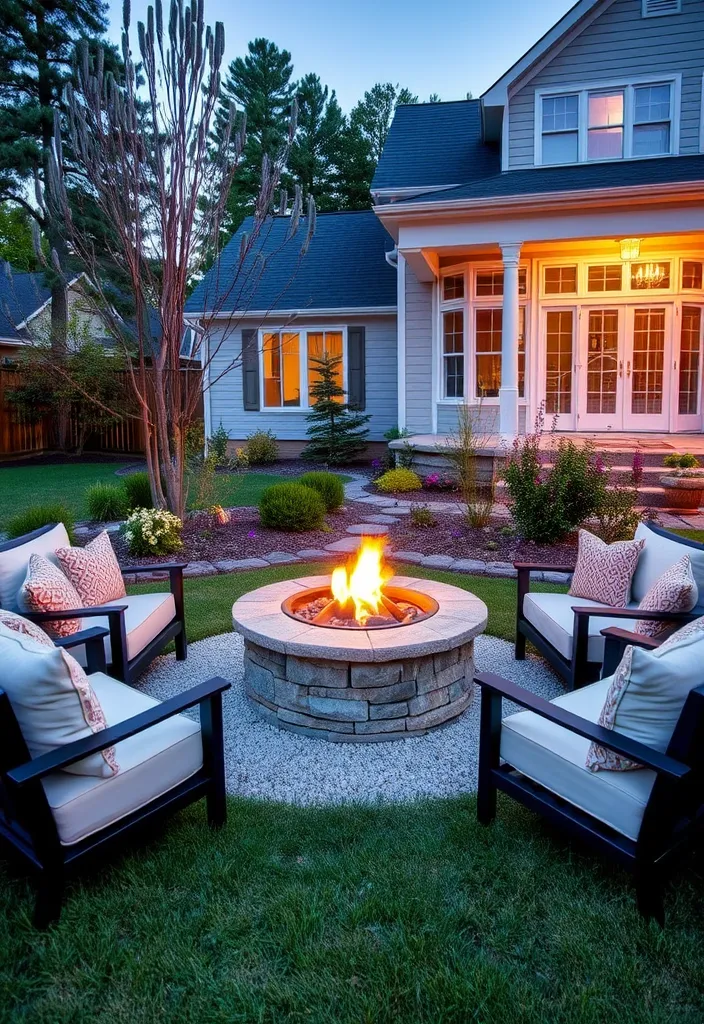 22 Front Yard Landscaping Ideas That'll Make Your Neighbors Green with Envy! - 18. Cozy Fire Pits