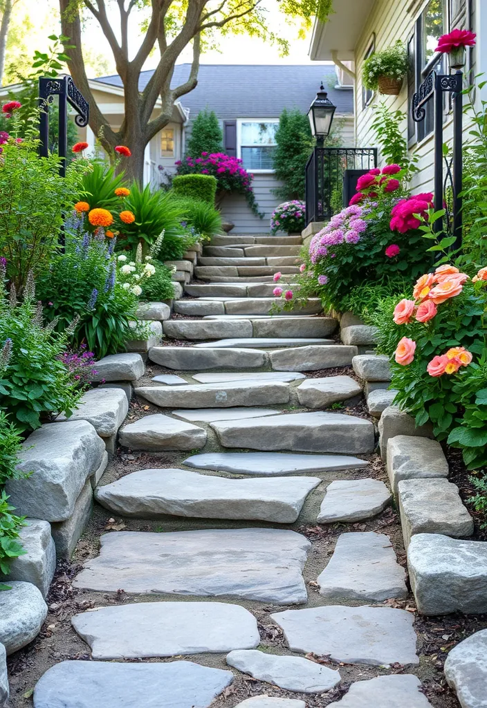 22 Front Yard Landscaping Ideas That'll Make Your Neighbors Green with Envy! - 21. Natural Stone Steps