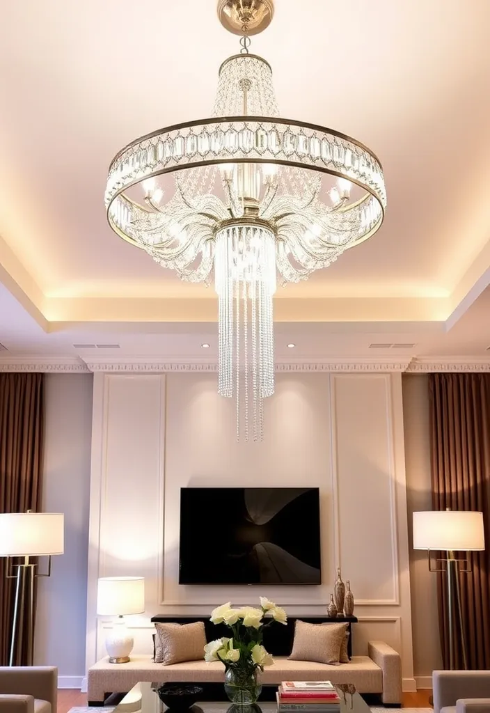 22 Glam Living Room Ideas to Dazzle and Inspire - 2. Statement Lighting Fixtures