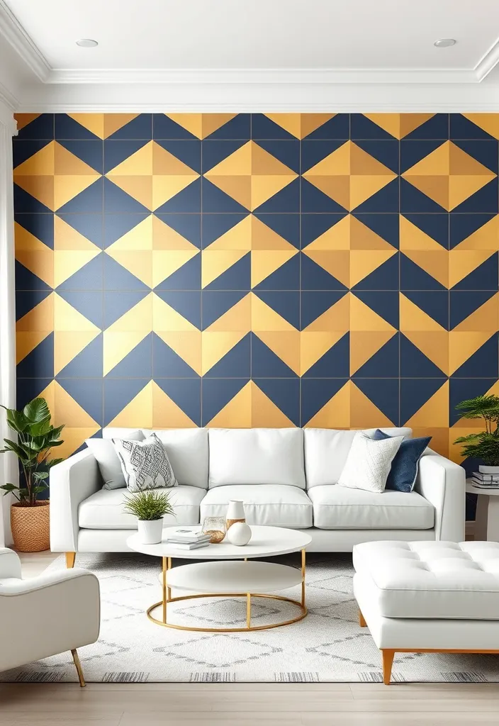 22 Glam Living Room Ideas to Dazzle and Inspire - 3. Bold Wallpaper Statements