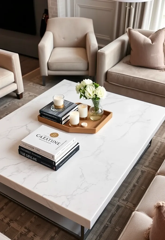 22 Glam Living Room Ideas to Dazzle and Inspire - 5. Chic Coffee Tables