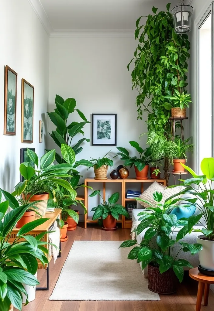 22 Long Narrow Living Room Ideas That'll Transform Your Space (You Won't Believe #10!) - 14. Add Plants for a Lively Touch