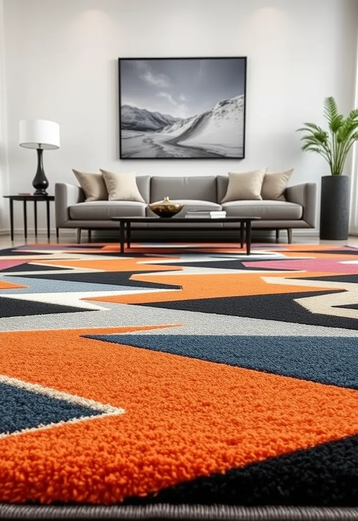 22 Modern Living Room Rugs That Will Leave Your Guests in Awe! - 1. Geometric Patterns That Pop