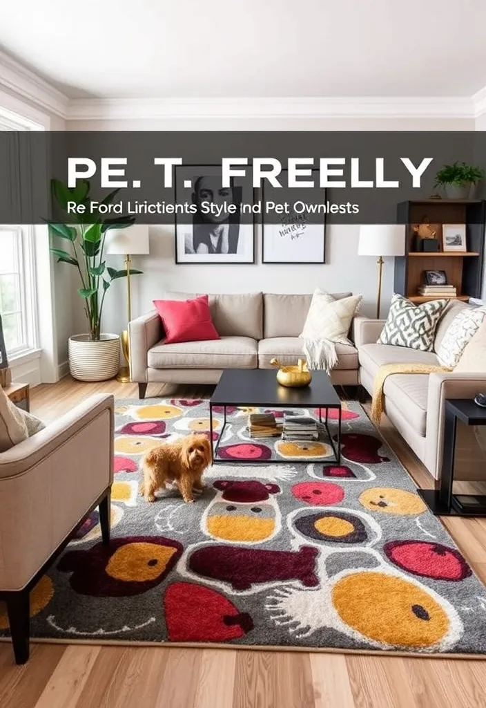 22 Modern Living Room Rugs That Will Leave Your Guests in Awe! - 12. Pet-Friendly Rugs for Practical Elegance