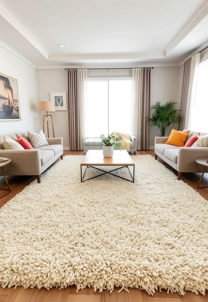 22 Modern Living Room Rugs That Will Leave Your Guests in Awe! - 2. Luxurious Shag Rugs