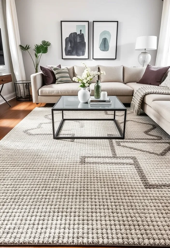 22 Modern Living Room Rugs That Will Leave Your Guests in Awe! - 6. Textured Rugs for Added Depth