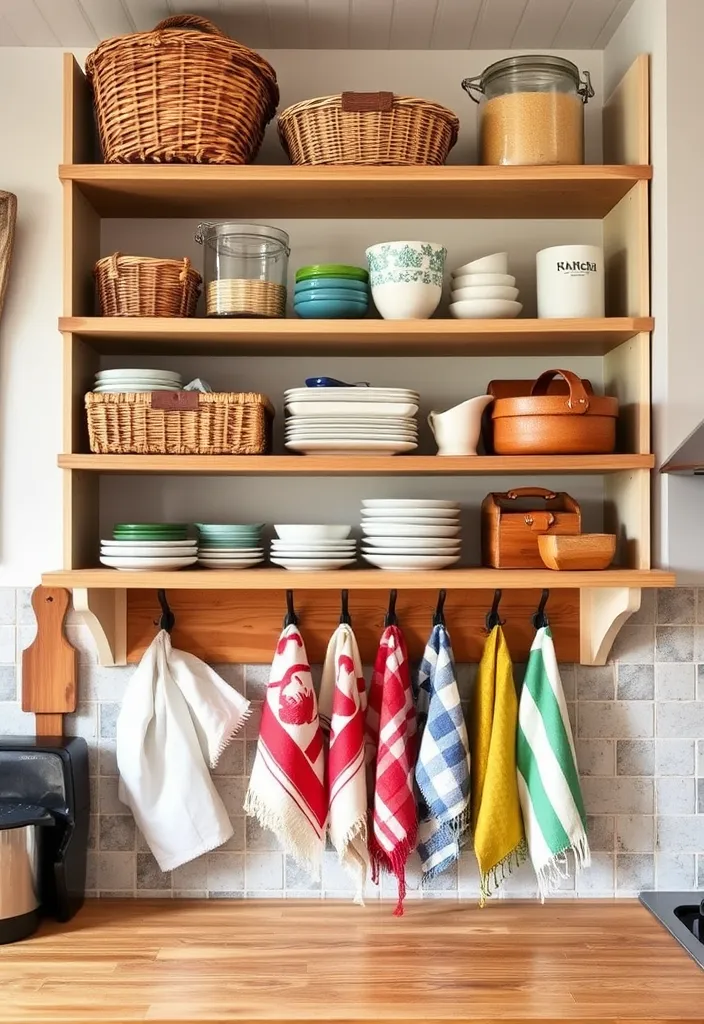 22 Open Shelf Decor Ideas That Will Transform Your Kitchen into a Stylish Oasis! - 10. Cozy Textiles