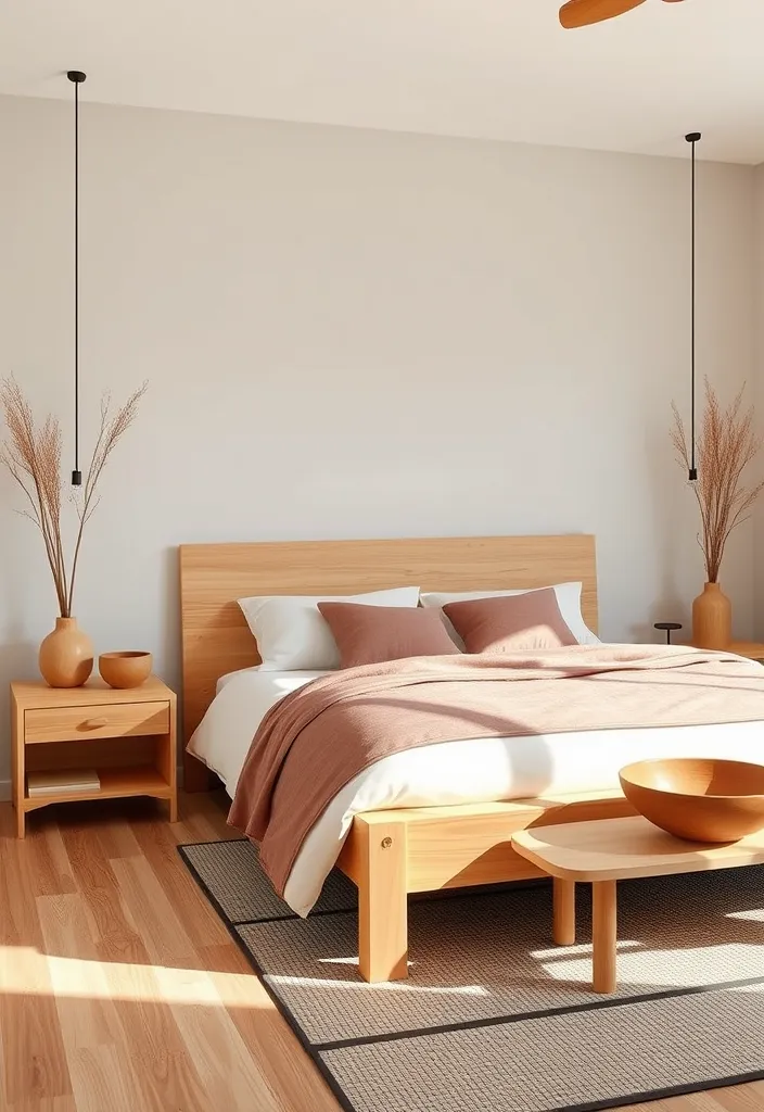 22 Serene Japandi Bedroom Oasis Ideas That Will Transform Your Space into a Zen Retreat! - 11. Natural Wood Accents