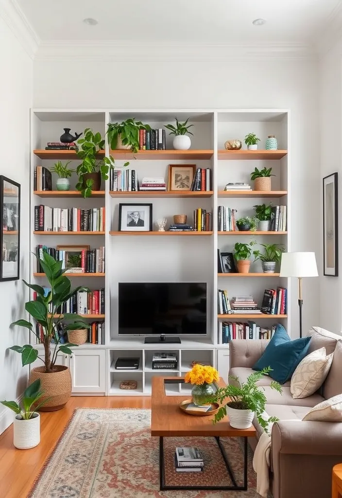 22 Small Living Room Ideas That Will Make You Wish You Lived Here! - 12. Open Shelving