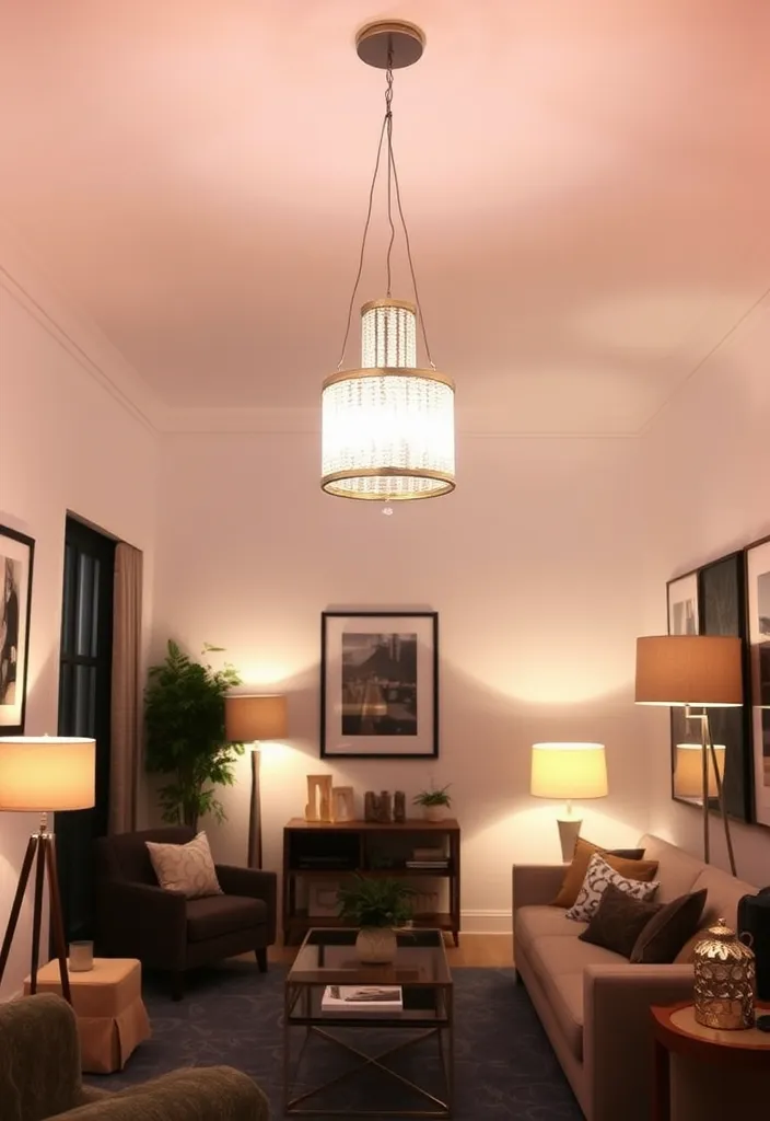 22 Small Living Room Ideas That Will Make You Wish You Lived Here! - 9. Statement Lighting Fixtures