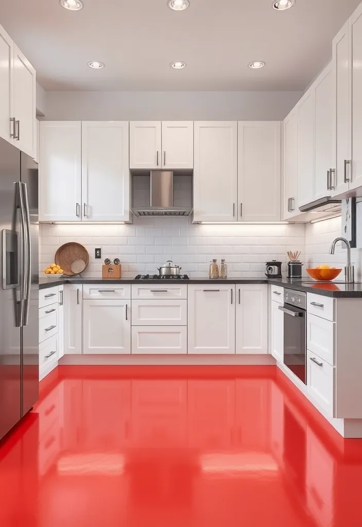 22 Stunning Flooring Ideas That Will Complement Your White Kitchen Cabinets Perfectly! - 17. Contemporary Rubber Flooring