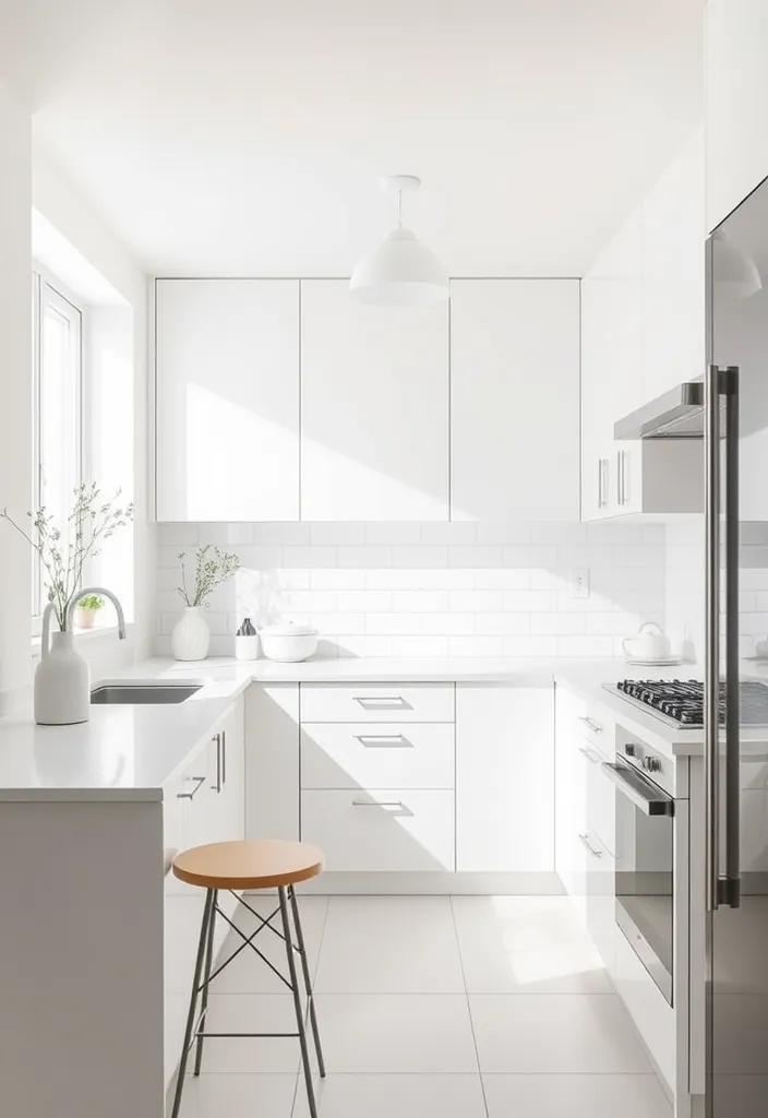 22 Stunning Flooring Ideas That Will Complement Your White Kitchen Cabinets Perfectly! - 20. Minimalist White Tiles