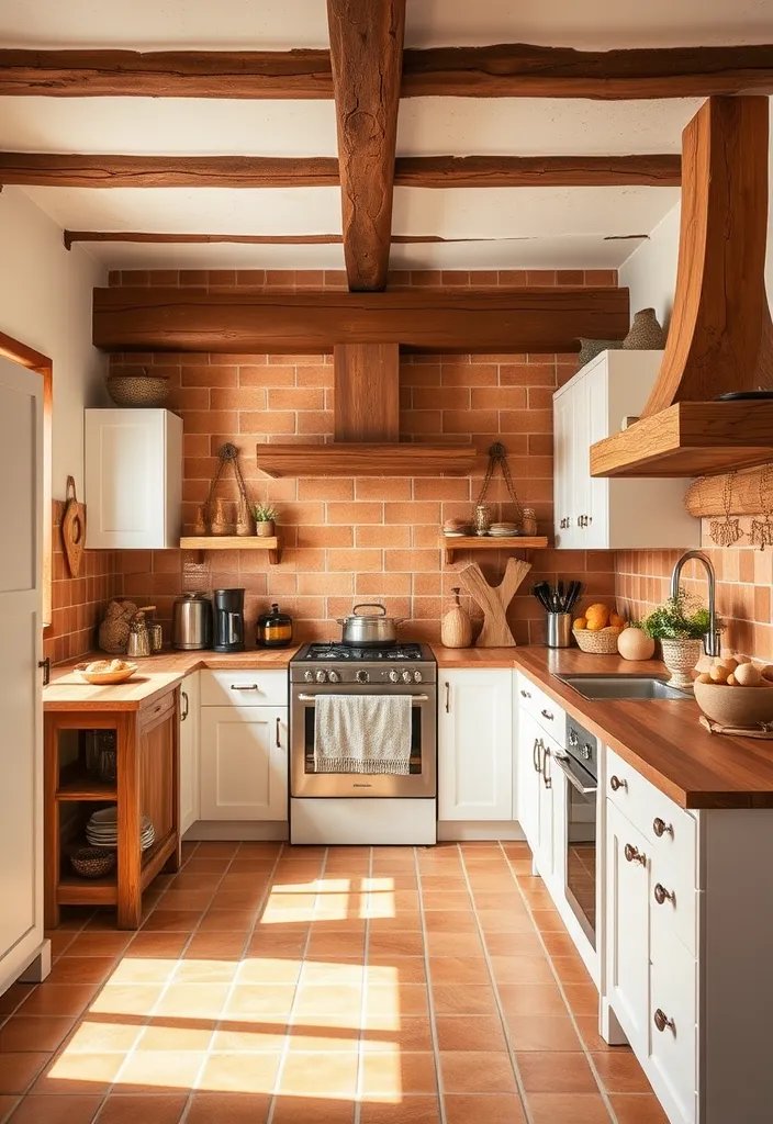 22 Stunning Flooring Ideas That Will Complement Your White Kitchen Cabinets Perfectly! - 21. Warm Terracotta Tiles