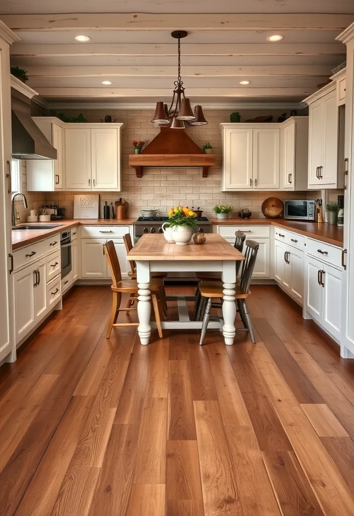 22 Stunning Flooring Ideas That Will Complement Your White Kitchen Cabinets Perfectly! - 3. Rustic Barnwood Plank Flooring