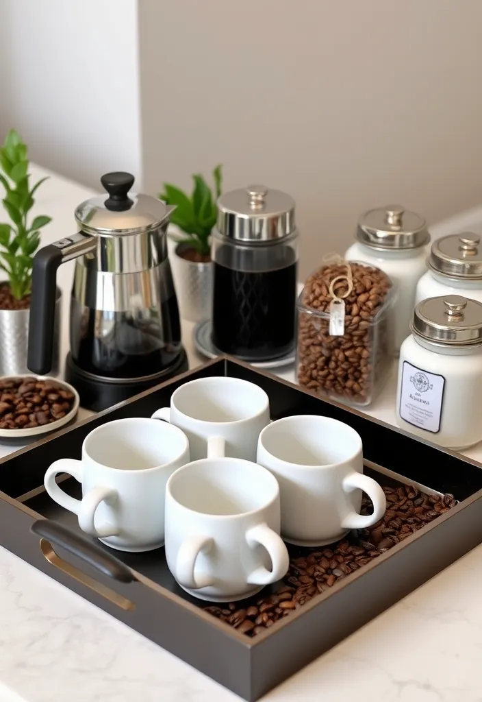 22 Versatile Tray Decor Ideas to Revitalize Any Room in Your Home - 9. Luxurious Coffee Station