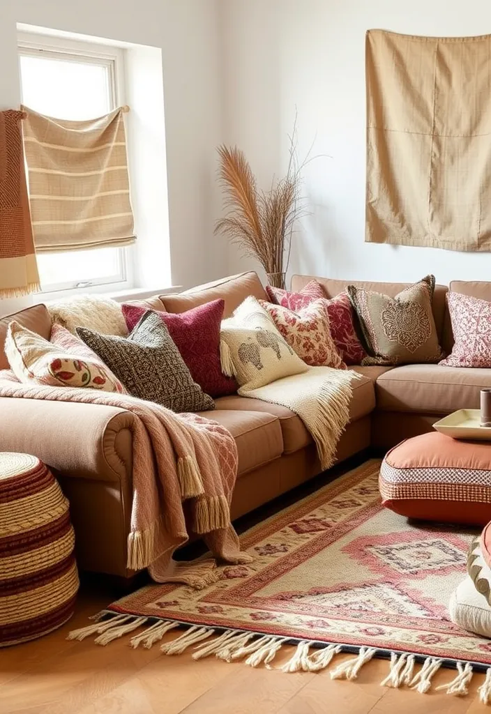 23 Earthy Living Room Ideas to Create a Cozy Escape You’ll Love! - 17. Cozy Textiles