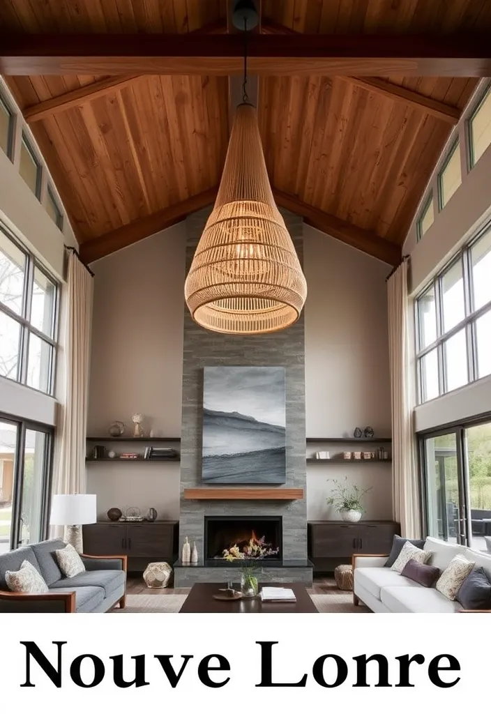 23 Earthy Living Room Ideas to Create a Cozy Escape You’ll Love! - 18. Statement Lighting Fixtures