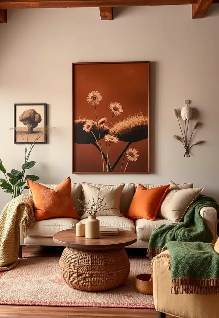 23 Earthy Living Room Ideas to Create a Cozy Escape You’ll Love! - 19. Earthy Color Accents