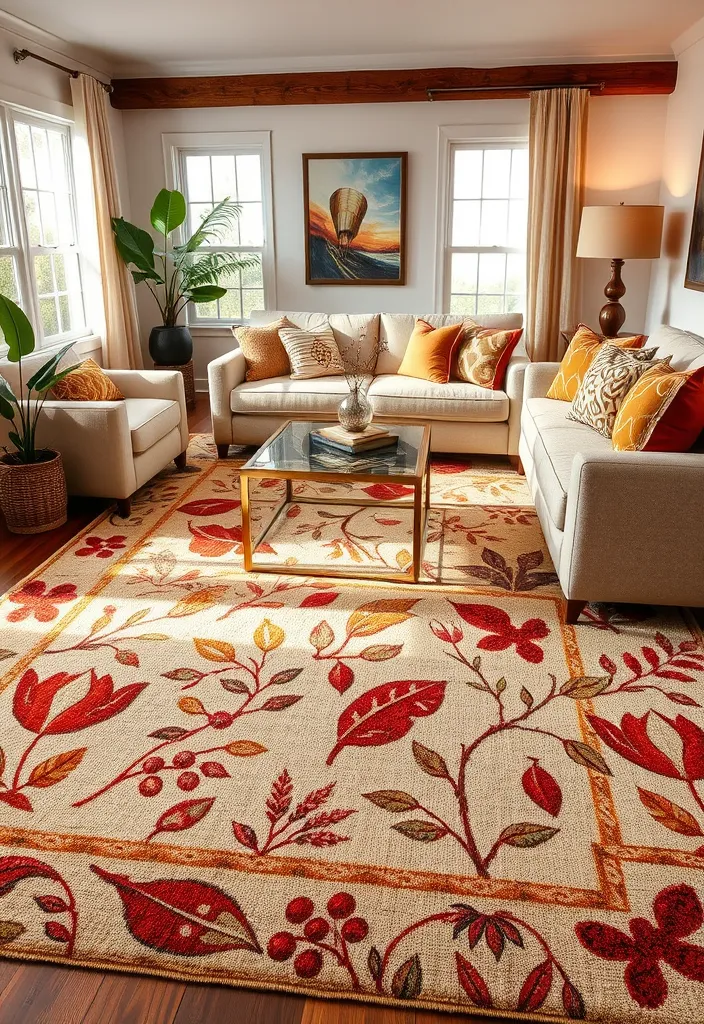 23 Earthy Living Room Ideas to Create a Cozy Escape You’ll Love! - 21. Earthy Themed Rugs