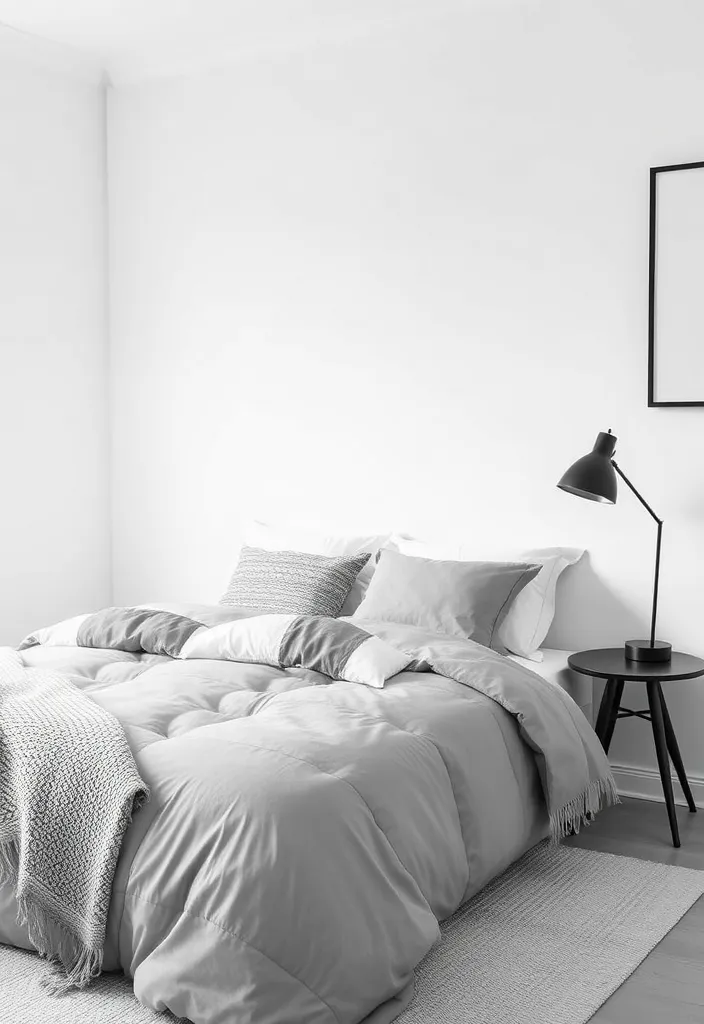 23 Fresh Scandinavian Bedroom Ideas That Will Transform Your Space! - 1. Embrace Minimalism with Monochrome Palettes