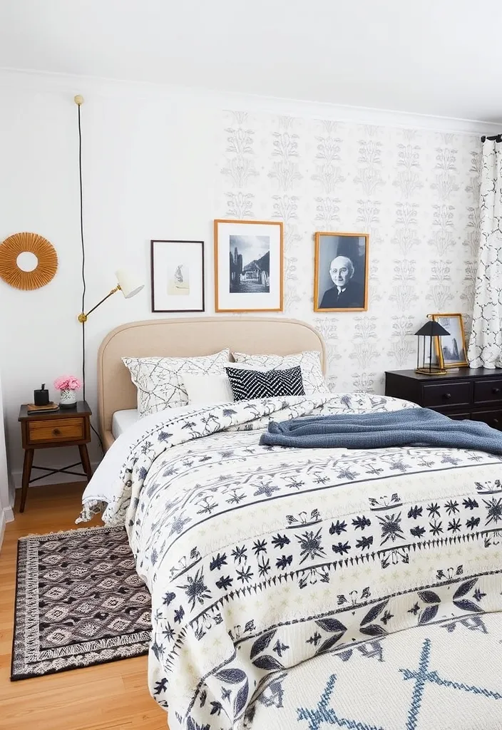 23 Fresh Scandinavian Bedroom Ideas That Will Transform Your Space! - 6. Play with Patterns and Prints