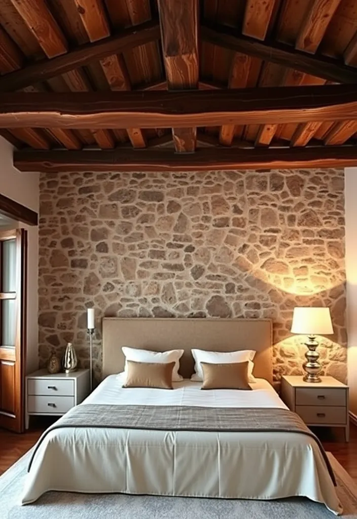 23 Italian Bedrooms That Redefine Modern Elegance (You Won't Believe #5!) - 2. Rustic Charm: Exposed Beams and Stone Walls