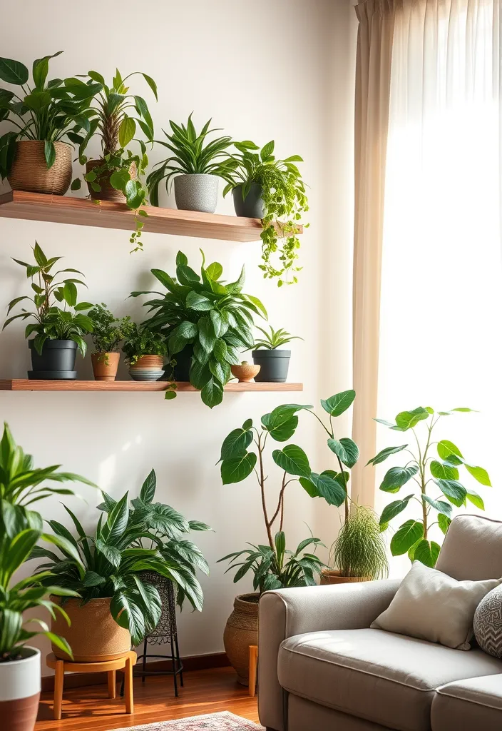 23 Japandi Living Room Ideas for a Tranquil Space (Wait Until You See #15!) - 3. Incorporating Nature with Indoor Plants