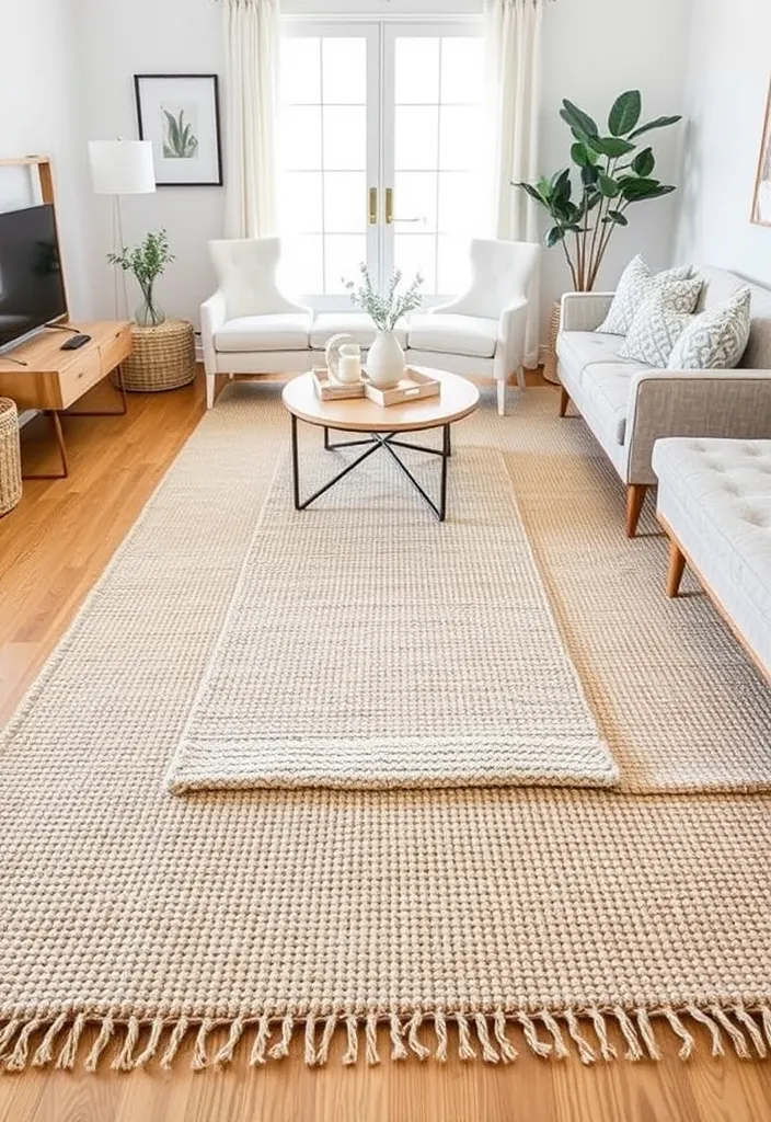 23 Japandi Living Room Ideas for a Tranquil Space (Wait Until You See #15!) - 7. Layered Rugs for Added Comfort