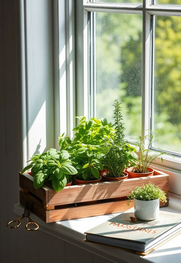 23 Kitchen Window Sill Decor Ideas You'll Love (Get Inspired Today!) - 1. Herb Garden Delight