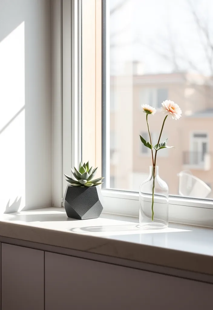 23 Kitchen Window Sill Decor Ideas You'll Love (Get Inspired Today!) - 12. Modern Minimalism