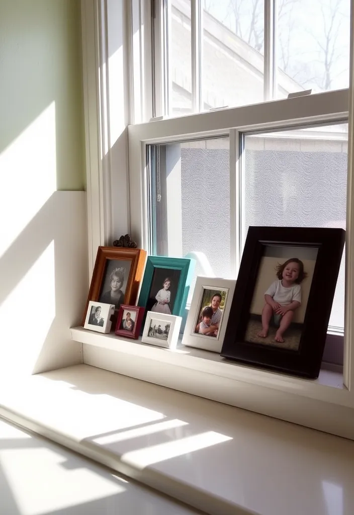 23 Kitchen Window Sill Decor Ideas You'll Love (Get Inspired Today!) - 13. Family Photo Display