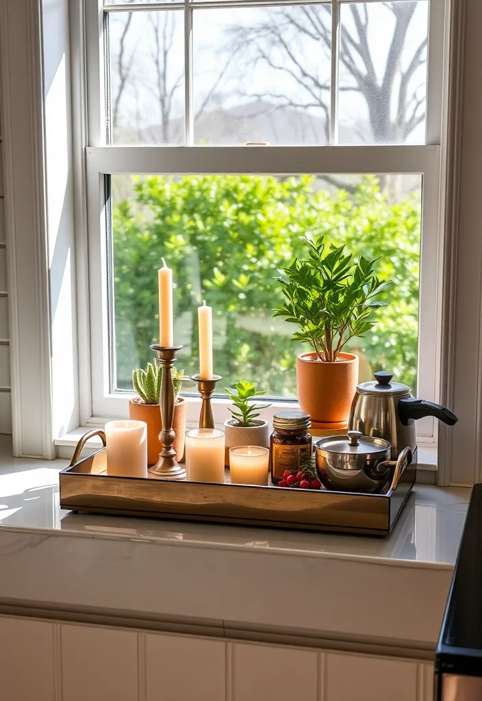 23 Kitchen Window Sill Decor Ideas You'll Love (Get Inspired Today!) - 16. Decorative Trays