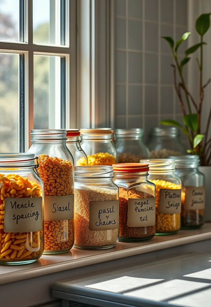 23 Kitchen Window Sill Decor Ideas You'll Love (Get Inspired Today!) - 2. Vintage Glass Jars