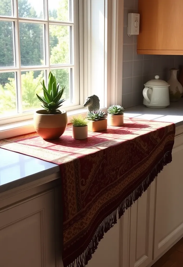 23 Kitchen Window Sill Decor Ideas You'll Love (Get Inspired Today!) - 21. Luxurious Fabrics