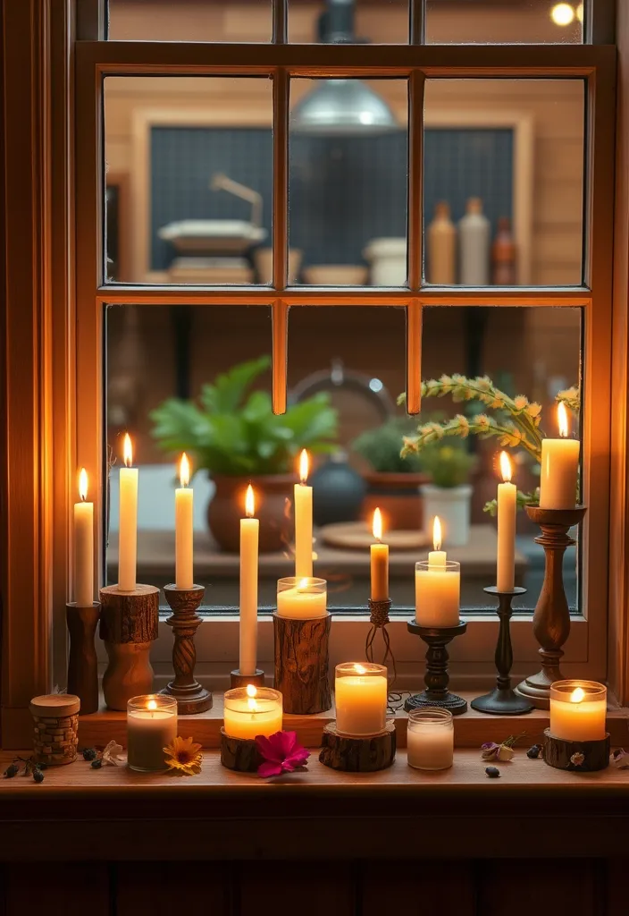 23 Kitchen Window Sill Decor Ideas You'll Love (Get Inspired Today!) - 4. Charming Candles