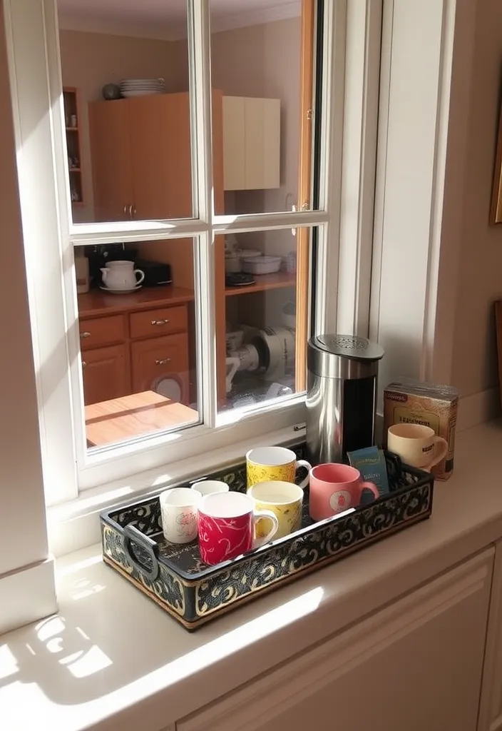 23 Kitchen Window Sill Decor Ideas You'll Love (Get Inspired Today!) - 8. Stylish Tea and Coffee Station