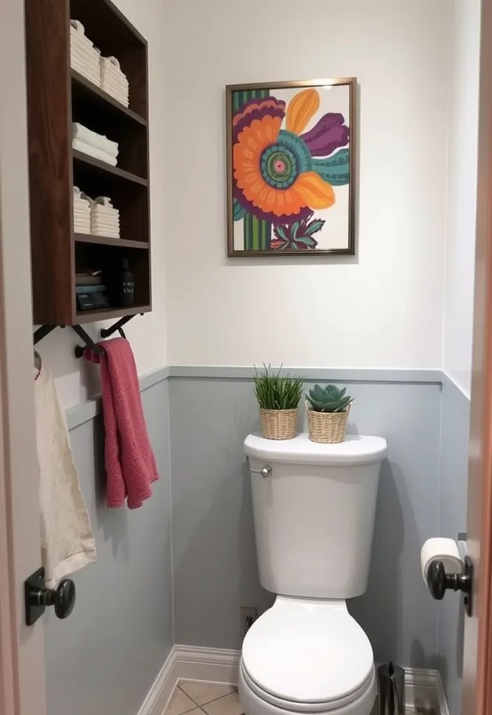 23 Small Bathroom Ideas That'll Make You Say 'Why Didn't I Think of That?' - 9. Statement Wall Art