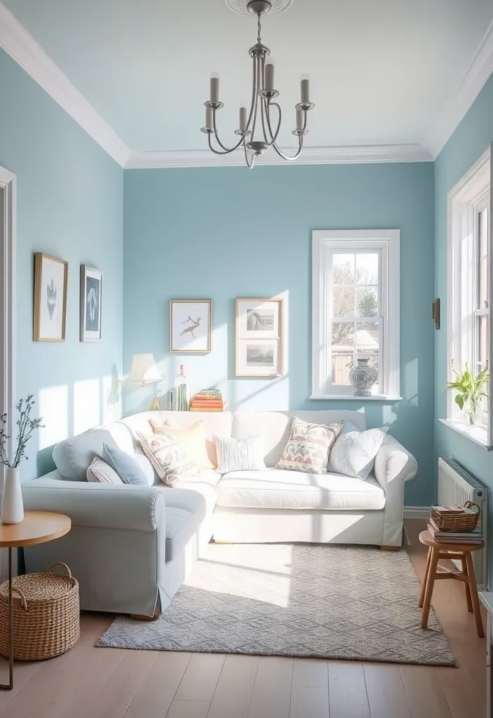 23 Small Living Room Paint Colors That'll Make Your Space Feel Twice As Big! - 18. Powder Blue: Soft and Dreamy