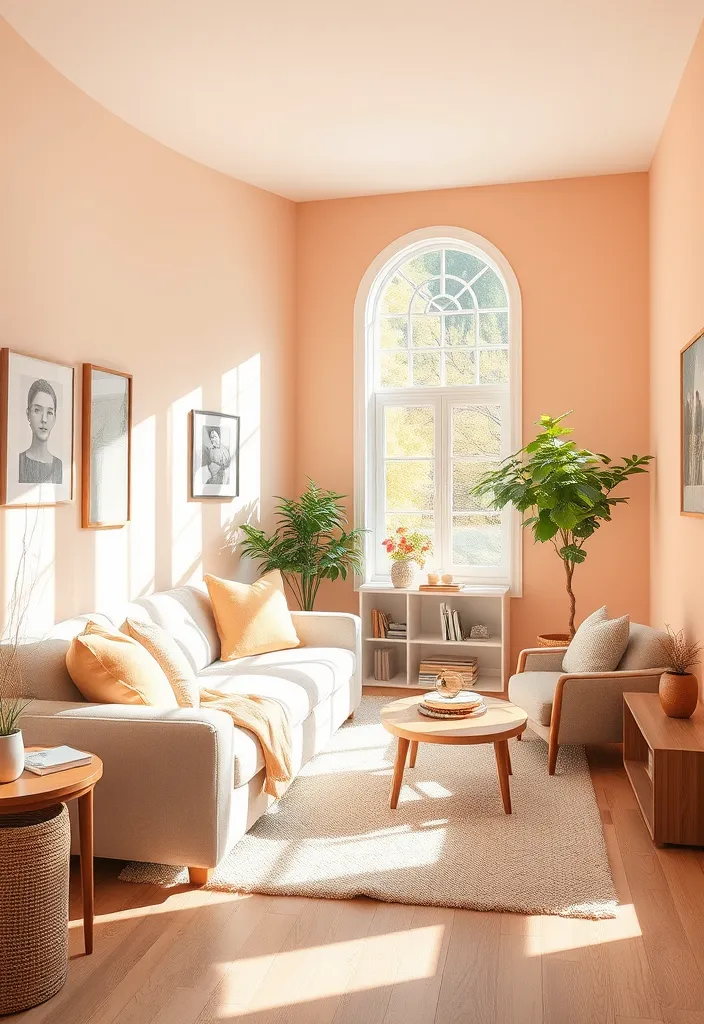 23 Small Living Room Paint Colors That'll Make Your Space Feel Twice As Big! - 5. Soft Peach: Warm and Inviting