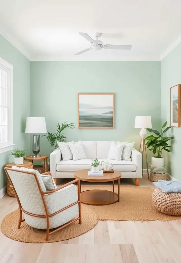 23 Small Living Room Paint Colors That'll Make Your Space Feel Twice As Big! - 8. Seafoam Green: Breezy and Refreshing