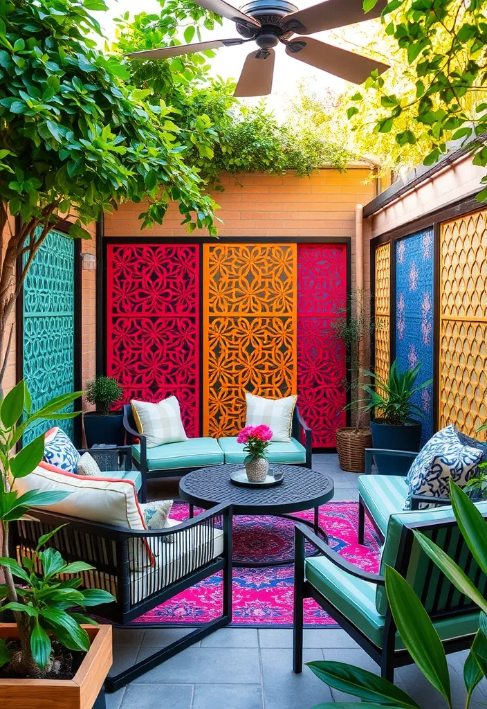 23 Stunning Patio Privacy Ideas That'll Make Your Outdoor Space a Personal Oasis! - 10. Vibrant Decorative Screens