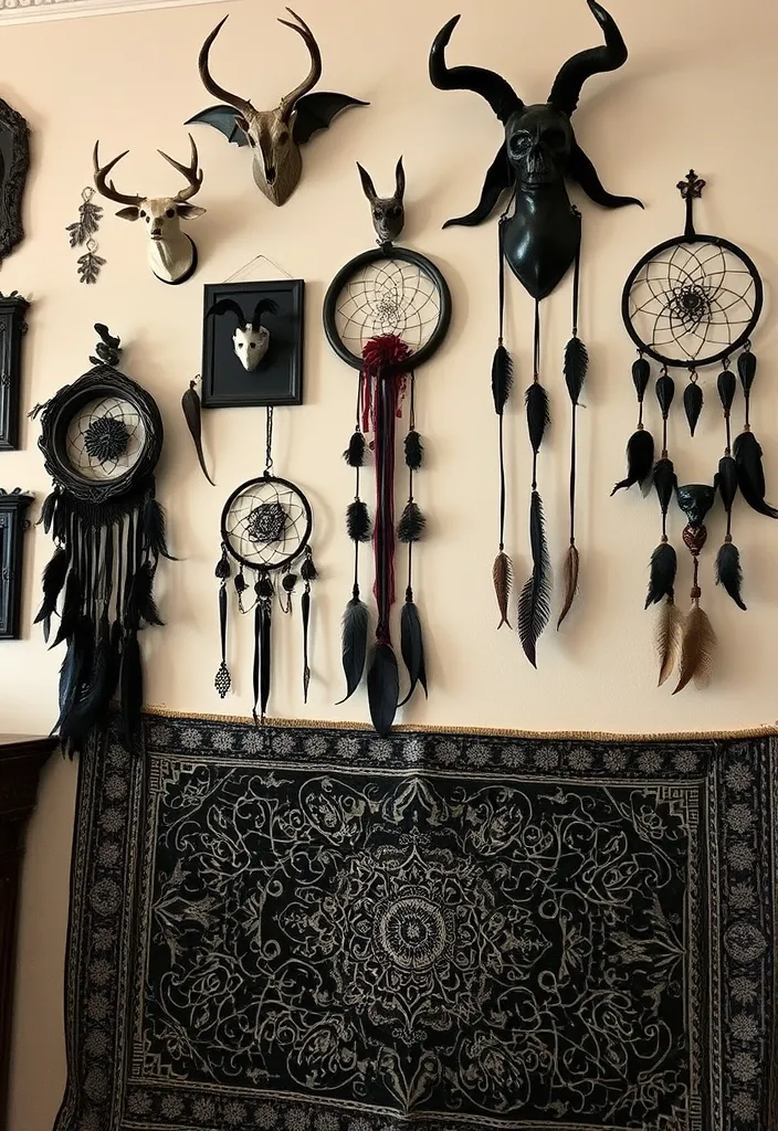 23 Whimsy Goth Bedroom Decorating Ideas That Will Enchant You (Wait Until You See #12!) - 11. Macabre Wall Hangings