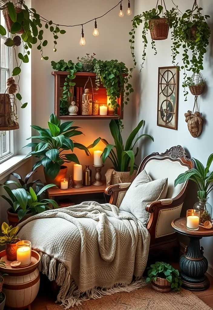 23 Whimsy Goth Bedroom Decorating Ideas That Will Enchant You (Wait Until You See #12!) - 12. Enchanted Corner Nook (You Won't Want to Miss This!)