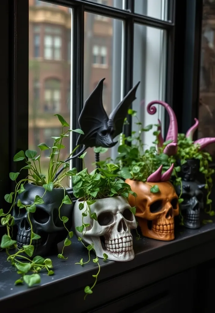 23 Whimsy Goth Bedroom Decorating Ideas That Will Enchant You (Wait Until You See #12!) - 18. Whimsical Planters