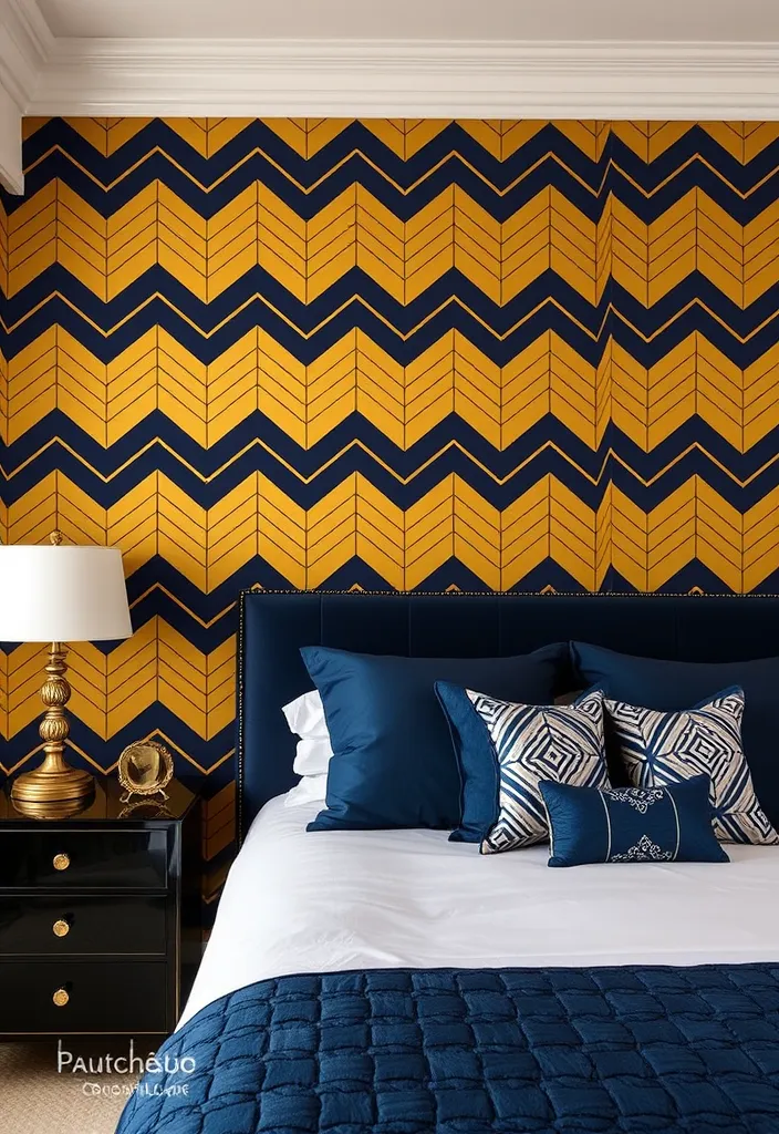 24 Art Deco Bedroom Ideas That Will Inspire Your Next Makeover - 1. Bold Geometric Patterns