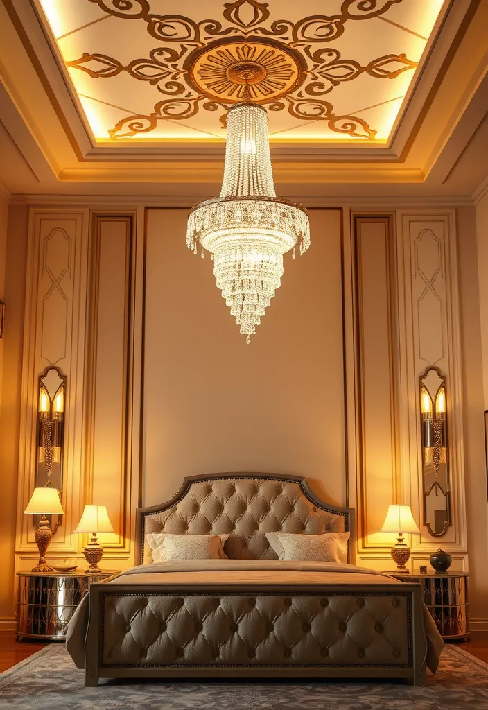 24 Art Deco Bedroom Ideas That Will Inspire Your Next Makeover - 3. Statement Lighting Fixtures