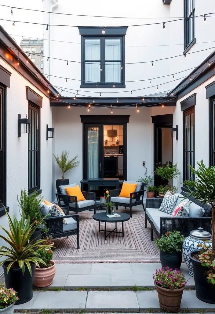 24 Chic Room Ideas That Prove White Walls with Black Trim Are Simply Stunning! - 14. Outdoor Oasis: Patio Perfection