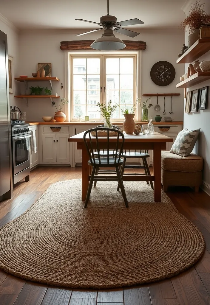 24 Cottage Core Kitchen Ideas That'll Make You Feel Like You're in a Fairytale! - 13. Natural Fiber Rugs